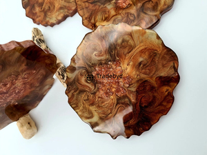 Ensemble de sous-verres en résine durable, faits à la main, réutilisables, carrés, sous-verres de luxe pour le thé, le café, couleurs personnalisées, Tradebyd - Product Image 5