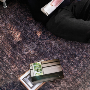 Alfombra de área de pelo bajo, lavable y plegable, de chenilla turca, estilo Art Deco, con diseño floral vintage desgastado en tonos taupe y malva, OEM ODM - Product Image 6