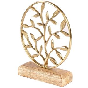 Objet décoratif en aluminium doré avec un design de feuilles métalliques, forme ronde, léger et durable, décoration minimaliste pour la maison - Product Image 4