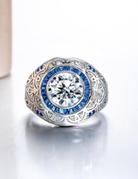 3,0 Karat Moissan ite Ring Herren Moissan ite Single Cocktail Saphir Ring Herr der Ringe