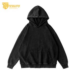 Calidad de fábrica logotipo personalizado impresión con capucha peso pesado 100% algodón lavado ácido diseño invierno hombres sudaderas con capucha de punto - Product Image 3