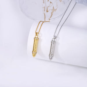 Collar de Bala para Hombre, el Más Vendido al por Mayor, Plata de Ley 925, Chapado en Oro de 18K, con Circonita, Unisex - Product Image 1