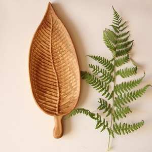 Vajilla decorativa rectangular de madera maciza Real Natural para servir fruta, plato de postre, bandeja para servir café, bandeja para servir café - Product Image 4