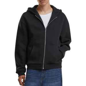 Sweat à capuche zippé en coton de haute qualité pour homme, streetwear, broderie personnalisée, épaules tombantes, coupe ample, poids lourd, écologique - Product Image 3