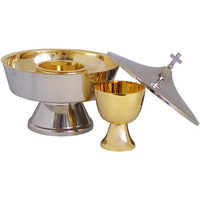 Calice patène & Ciboire Set Laiton Plaqué Or Rose Sainte Communion Église Cadeau Nouvellement Arrivé Ciboire avec Couvercle Supérieur à Faible Coût