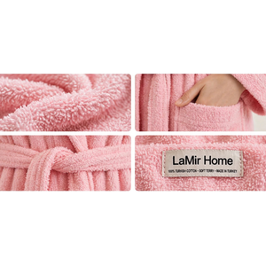 Albornoz de Tela Absorbente 70% Algodón 30% Poliéster, Premium, Unisex, para Hotel y Spa, Venta al Por Mayor, Hecho en Turquía - Color Rosa - Product Image 5