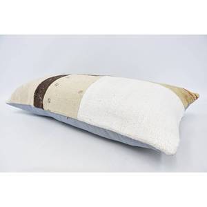 หมอนลายดอกไม้แนววินเทจโบฮีเมียนสุดหรูขนาด16X36นิ้วเทคนิคการเย็บปะติดปะต่อกันผ้าขนสัตว์สีเบจสำหรับห้องนั่งเล่น - Product Image 5