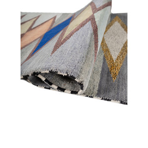 Freedom Manchaha Blue Geometric Pattern Hand Knotted Wool & Bamboo Silk Rugs for Entryway Hallway or Bedroom-LES-8095 - Product Image 2