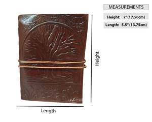 Journal en cuir véritable gaufré arbre de vie | Cahier à spirale avec pages non lignées Journal artisanal pour écrire des croquis - Product Image 6