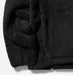 2026 Top Selling Custom Sherpa <b>Fleece</b> Hoodie with Kangaroo Pocket Embroidered Winter Polar <b>Fleece</b> Jacket in <b>Black</b> Color - Product Image 4