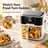 Friteuse à air numérique 5 litres avec panier en verre, écran tactile, minuteur et conception de cuisson à 360 degrés