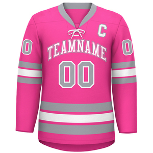 Maillot de hockey sur glace sublimé anti-UV imperméable, uniforme d'équipe personnalisé, tissu en maille polyester, nom et numéro du joueur, usine OEM - Product Image 3