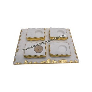 Fournisseur professionnel Décoration d'intérieur de luxe Lampe de thé en marbre et bougeoir de Noël avec plateau - Product Image 1