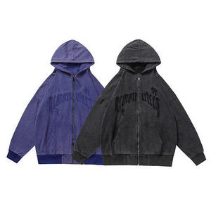 Ropa de calle para hombre con cremallera de gran tamaño Sun Faded Hoodies 100% sudaderas con capucha de algodón con marca y etiqueta personalizada - Product Image 1