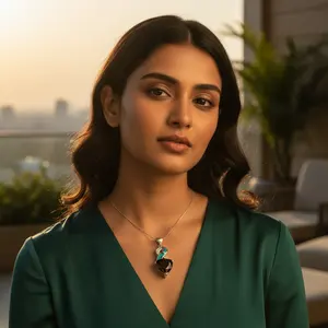 "Platinum Rhodium-Plated <b>Heart</b> Pendant <b>Necklace</b> for Women-Trendy Gift Option" - Product Image 1