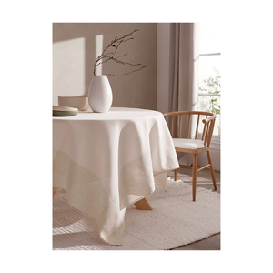 Mise à niveau Airbnb 100% Coton Solide Safran Brodé Jacquard Nappe de Table 120 GSM 4 Places India Decor Private Label - Product Image 6