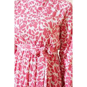 Patterned Crepe Dress With <b>Elastic</b> Waist Casual Powder Design - Product Image 2