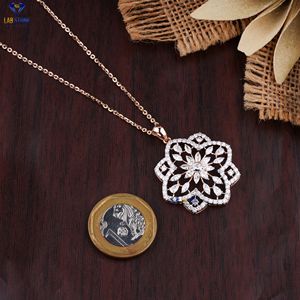 3.43 TDW Pendentif et boucle d'oreille en or rose avec diamant rond, marquise et poire avec chaîne par Labstone Charmant pendentif couleur EF-VS - Product Image 4