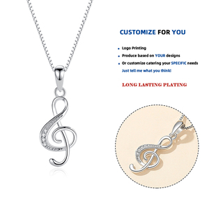 <span class=keywords><strong>D307</strong></span> Personnalisé Simple Note Pendentif En Argent Sterling 925 Symbole Musical Clavicule Chaîne Collier pour Femmes - Product Image 1