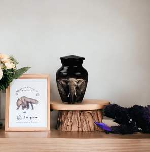 Portrait d'éléphant urnes de crémation en acier inoxydable foncé pour cendres urne humaine adulte mâle pour cendres pour femmes urne de taille personnalisée - Product Image 4