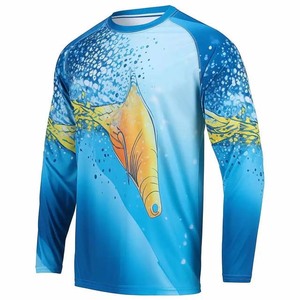 Venta al por mayor al aire libre poliéster Spandex pesca camisas Slim Fit protección solar UPF50 + manga larga pesca Jersey camisas sublimación - Product Image 1
