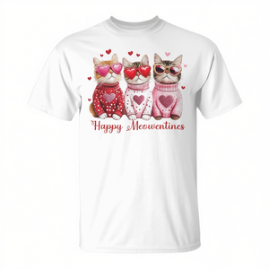 T-shirt pour femmes et filles « Happy Meowentine's Day » pour la Saint-Valentin, vêtements promotionnels - Product Image 2