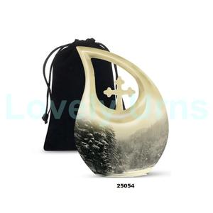 โกศใส่เถ้ากระดูกแบบหยดน้ำตาเกล็ดหิมะสำหรับผู้ใหญ่ขี้เถ้าของตกแต่งรูปไม้กางเขนขนาดใหญ่พร้อมถุงกำมะหยี่ฟรี - Product Image 6