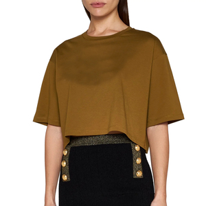 T-shirt court surdimensionné pour femmes, Design le plus élégant, couleur marron, à vendre, hauts courts pour femmes de toutes les couleurs et tailles, 2023 - Product Image 1