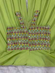 Combinaison décontractée à épaules dénudées taille haute grande taille couleur unie combinaison à jambes larges col licou brodé vêtements de fête pantalons longs - Product Image 6