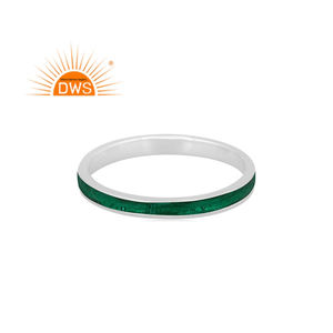Best Selling Fine Sterling Silver <b>Green</b> Enamel Design Band Ring Custom <b>Jewelry</b> for Women Gift for Her - Product Image 1