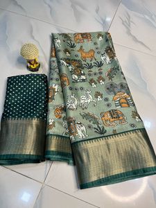 ผ้าส่าหรีผ้าไหมเนื้อนุ่มดีไซน์ทันสมัยผ้าคอตตอนขอบจาริทอสำหรับงานปาร์ตี้เสื้อผ้าอินเดียปากีสถาน - Product Image 4