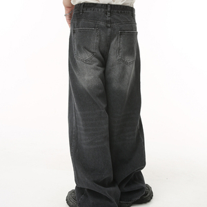 กางเกงยีนส์ขากว้างสไตล์ฮิปฮอปสำหรับผู้ชายกางเกงยีนส์ทรงหลวมทรงตรงแบบลำลอง - Product Image 2