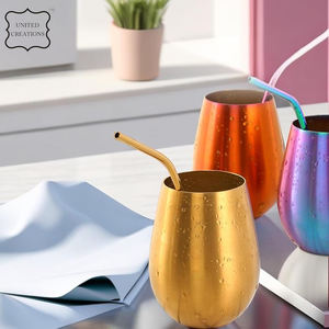 Verre à vin sans pied en cuivre au design moderne le plus vendu verre à vin extérieur en acier inoxydable poli brillant pour bière - Product Image 3