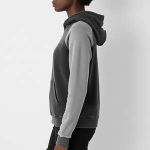 Novedad 2025, Sudadera con Capucha para Mujer 100% Algodón, Lavado Ácido, Anti-Pilling, Personalizada, Diseño Frontal de Dos Tonos, Talla Grande, Anti-Arrugas, Transpirable - Product Image 5