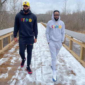 เสื้อสเวตเตอร์ปักลายสำหรับผู้ชายวินเทจชุดวอร์มแนวสตรีทชุดมีฮู้ดชุดวอร์มซักกรดซีดแสงแดด - Product Image 1