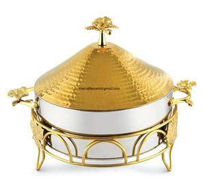 Casserole de luxe faite à la main en métal de conception arabe de haute qualité avec couvercle chauffe-aliments de table pour la cuisine ustensiles de cuisine maison - Product Image 4