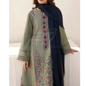 Conjunto de Shalwar Kameez Dupatta para Mujer, Estilo de Marca, Venta al por Mayor, Shalwar Kameez Bordado de Alta Gama para Mujer - Product Image 2