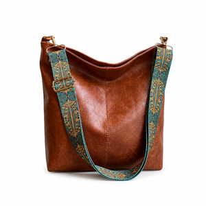 Sac seau en cuir PU pour femme, grande capacité, sac bandoulière avec sangle tressée - Product Image 1