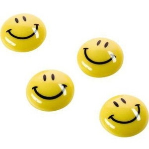 MAGNETOPLAN Fridge Magnets for Smiley Face 30mm Ferrite <b>Yellow</b> 6/Pack - Product Image 1