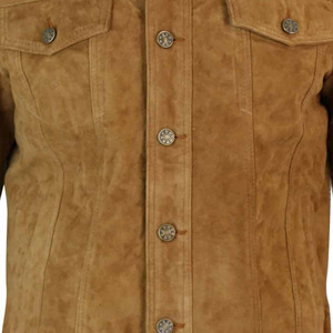 Chaqueta de piel de cordero auténtica de camionero Vintage Premium para hombre, ropa informal de gamuza Premium con cuello de camisa, opción de talla grande - Product Image 5