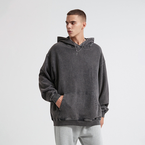 Sweats à capuche en éponge française de haute qualité 420gsm pull à capuche lourd épaule tombante sans cordes sweats à capuche pour hommes surdimensionnés lourds - Product Image 2