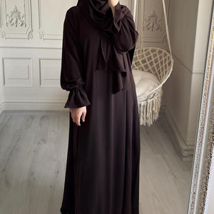 Abaya longue pour femmes avec hijab, tissu doux, tenue modeste, cadeau de Ramadan, abaya élégante en une seule pièce - Product Image 4