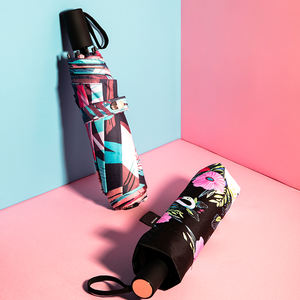 Parapluie en pongé classique de haute qualité, personnalisé, pliable, à commande manuelle, impression intégrale, protection UV pour les voyages - Product Image 6