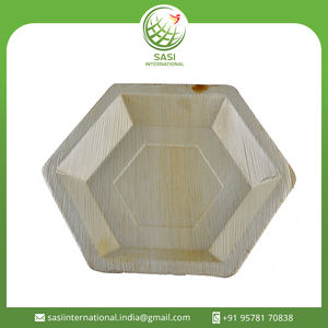 Bol à dîner hexagone biodégradable écologique de la meilleure qualité, vaisselle jetable compostable en feuille de palmier pour mariage et événements - Product Image 2