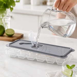 Bac à glaçons en plastique gris avec couvercle, design flocon de neige, pour congélateur et cuisine - Product Image 6