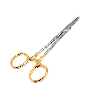 QNQ Haute Qualité Certifié CE Halsey TC Porte-Aiguille Droit Manuel Or Poignée En Acier Inoxydable Instruments Chirurgicaux 12cm - Product Image 1
