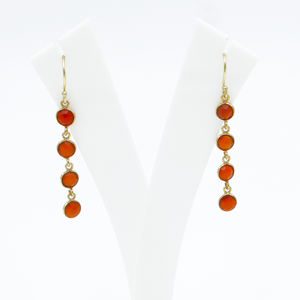 Dua, pendientes de declaración de boda hechos a mano para mujer, estilo moderno, chapado en oro de 18 quilates con material de latón de gota de Calcedonia cornalina - Product Image 2