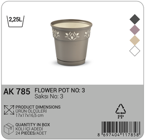 Maceta de plástico decorativa duradera negra de 2,25LT con diseño de recorte elegante para uso en interiores y exteriores, contenedor de plantas ligero - Product Image 2