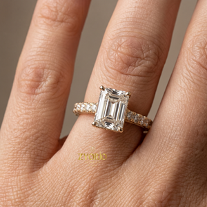 14K <b>Gold</b> Radiant Cut Engagement <b>Ring</b> Pave <b>Set</b> Solitaire <b>Ring</b> Luxury Bridal Wedding <b>Ring</b> for Women - Product Image 6