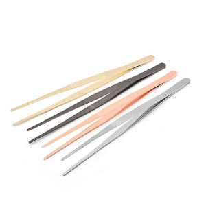 Chef professionnel Lot de 3 pinces à épiler en argent poli Fait à la main en acier inoxydable Placage droit et incurvé de 20.5cm - Product Image 6